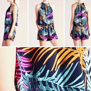 Tropical Print Halter Romper